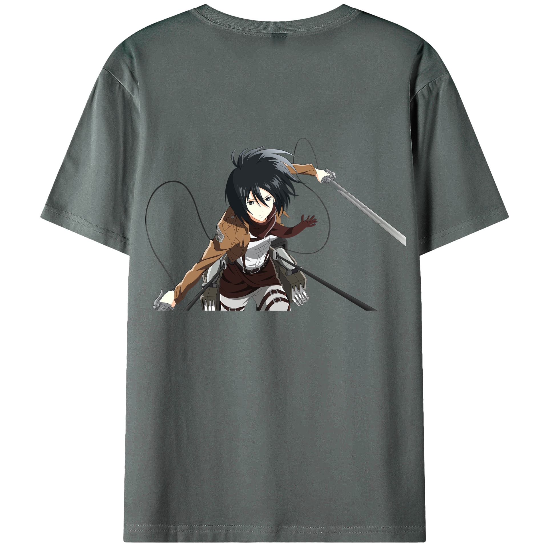 （画像用） 進撃の巨人 ミカサ·アッカーマン Attack on Titan Mikasa Ackerman 綿100％半袖Tシャツ（背面プリント）